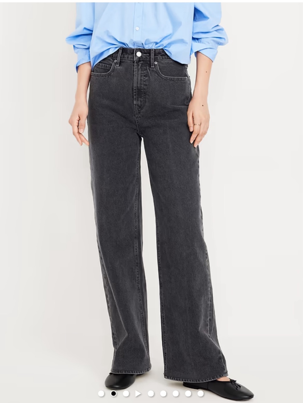 Old Navy Sky-Hi Wide Leg Jeans Size 6 Faded Black High Rise.